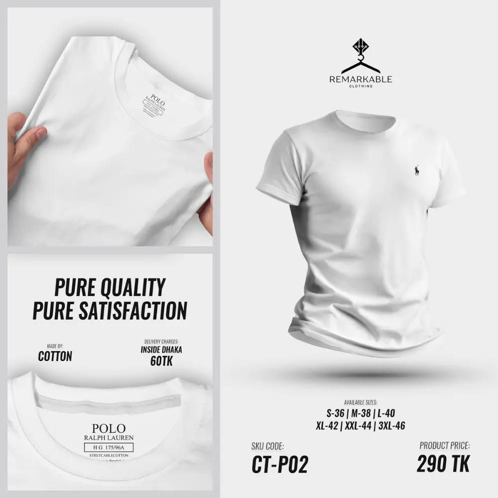 Men’s Classic Fit Cotton Polo Shirt RL White