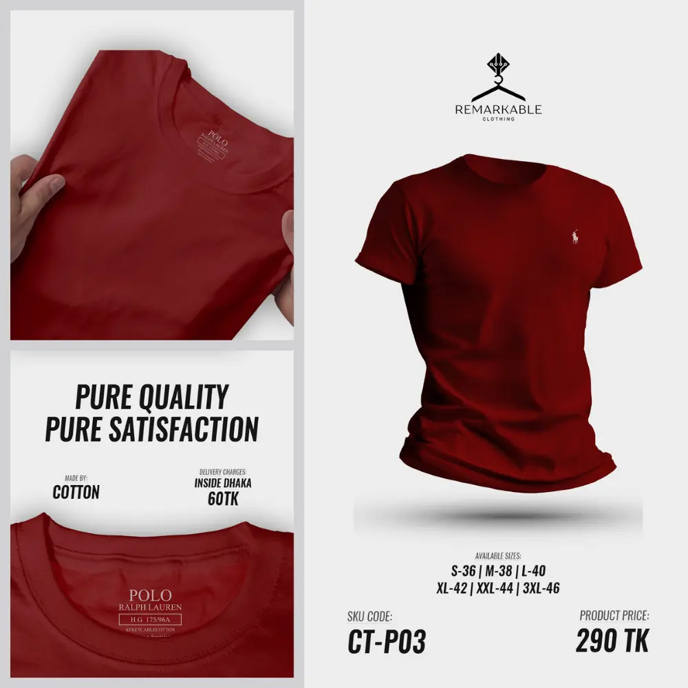 Men’s Classic Fit Cotton Polo Shirt  RL Maroon