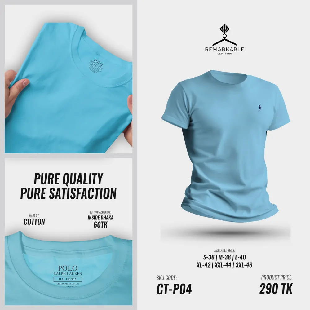 Men’s Classic Fit Cotton Polo Shirt RL Sky Blue