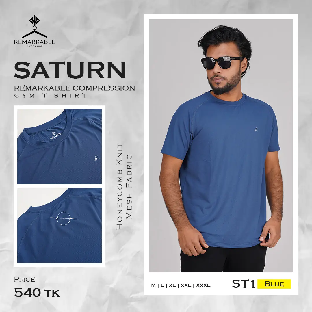 SATURN Compression Sports Tshirt St1 BLue