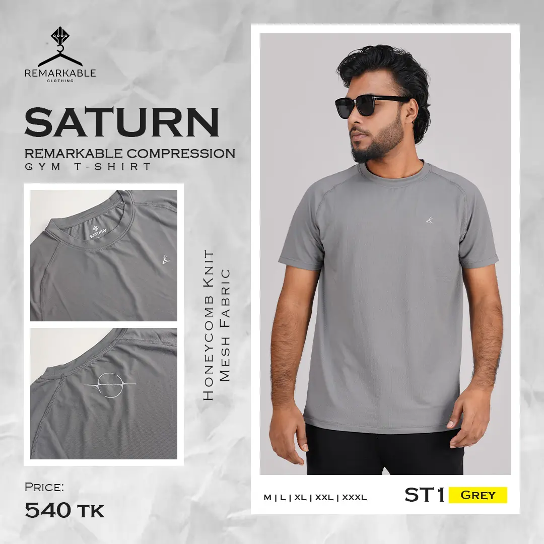 SATURN Compression Sports Tshirt St1 Silver